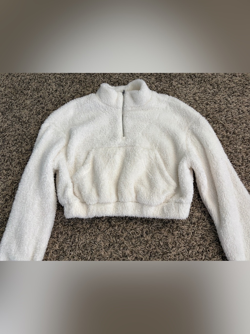 Cozy White Sherpa Crop Pullover
